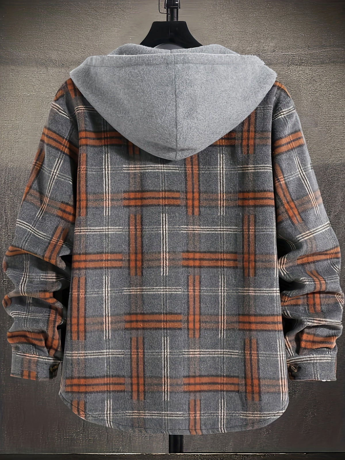 Hooded Winter Jacket for Men | Button Front Plaid Autumn Layering