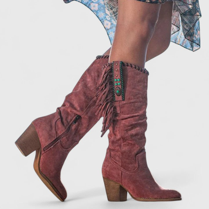 Block Heel Mid Calf Boots for Women | Warm Winter Style