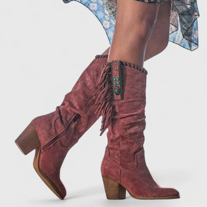 Block Heel Mid Calf Boots for Women | Warm Winter Style