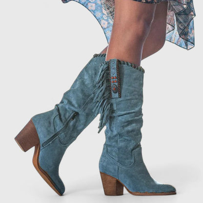 Block Heel Mid Calf Boots for Women | Warm Winter Style