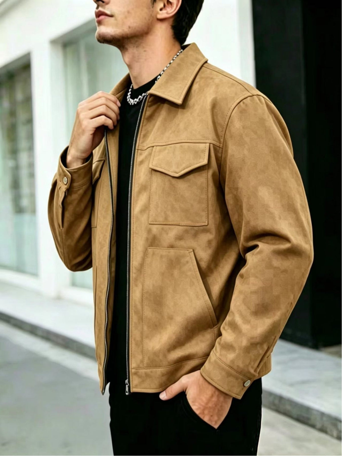 Classic Winter Jacket for Men | Lapel Collar Full Zip Autumn Layering