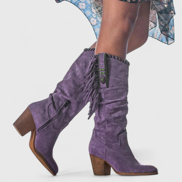 Block Heel Mid Calf Boots for Women | Warm Winter Style