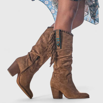 Block Heel Mid Calf Boots for Women | Warm Winter Style
