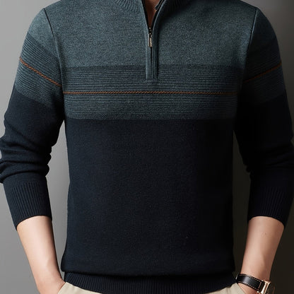 Half Zip Sweater for Men | Funnel Neck Autumn Layering
