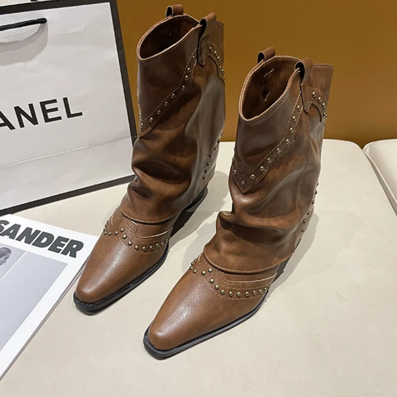 Warm Ankle Boots for Women | Studded Flat Fall Booties