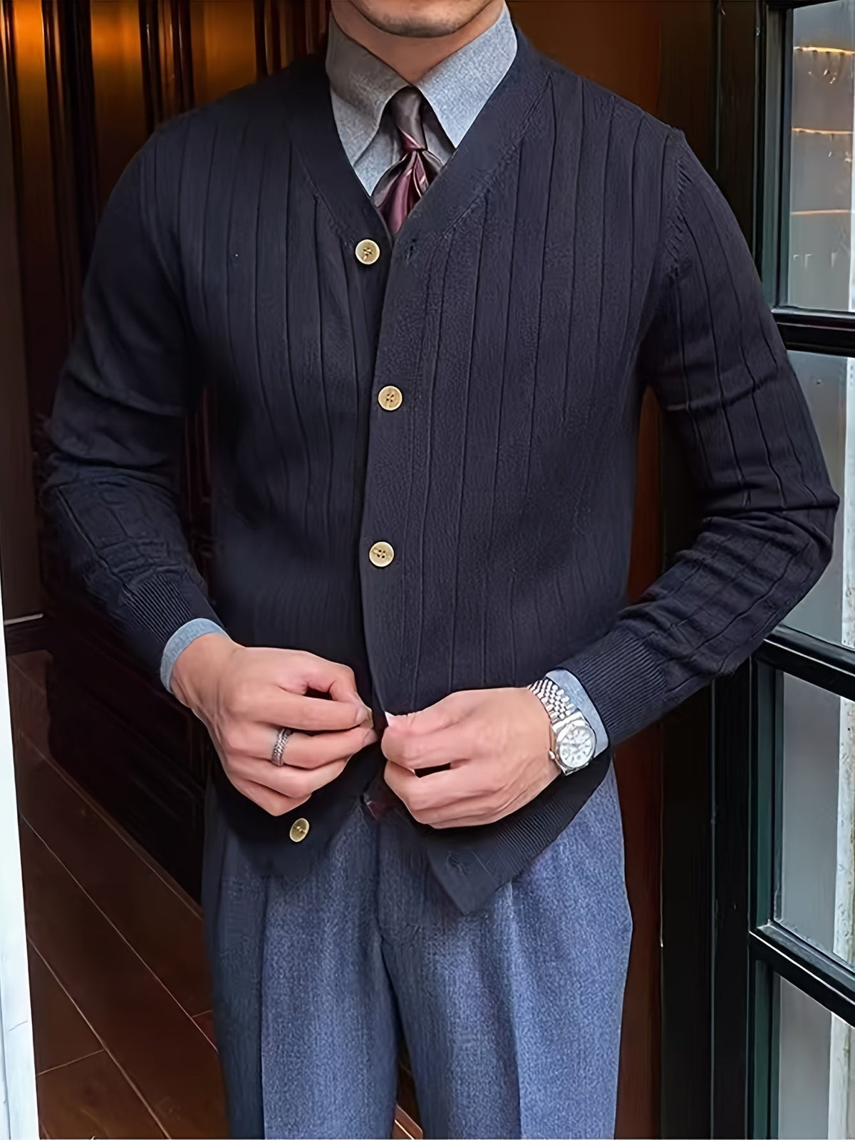 Oversized Cardigan for Men | Button Front Lightweight Cold Weather Ready