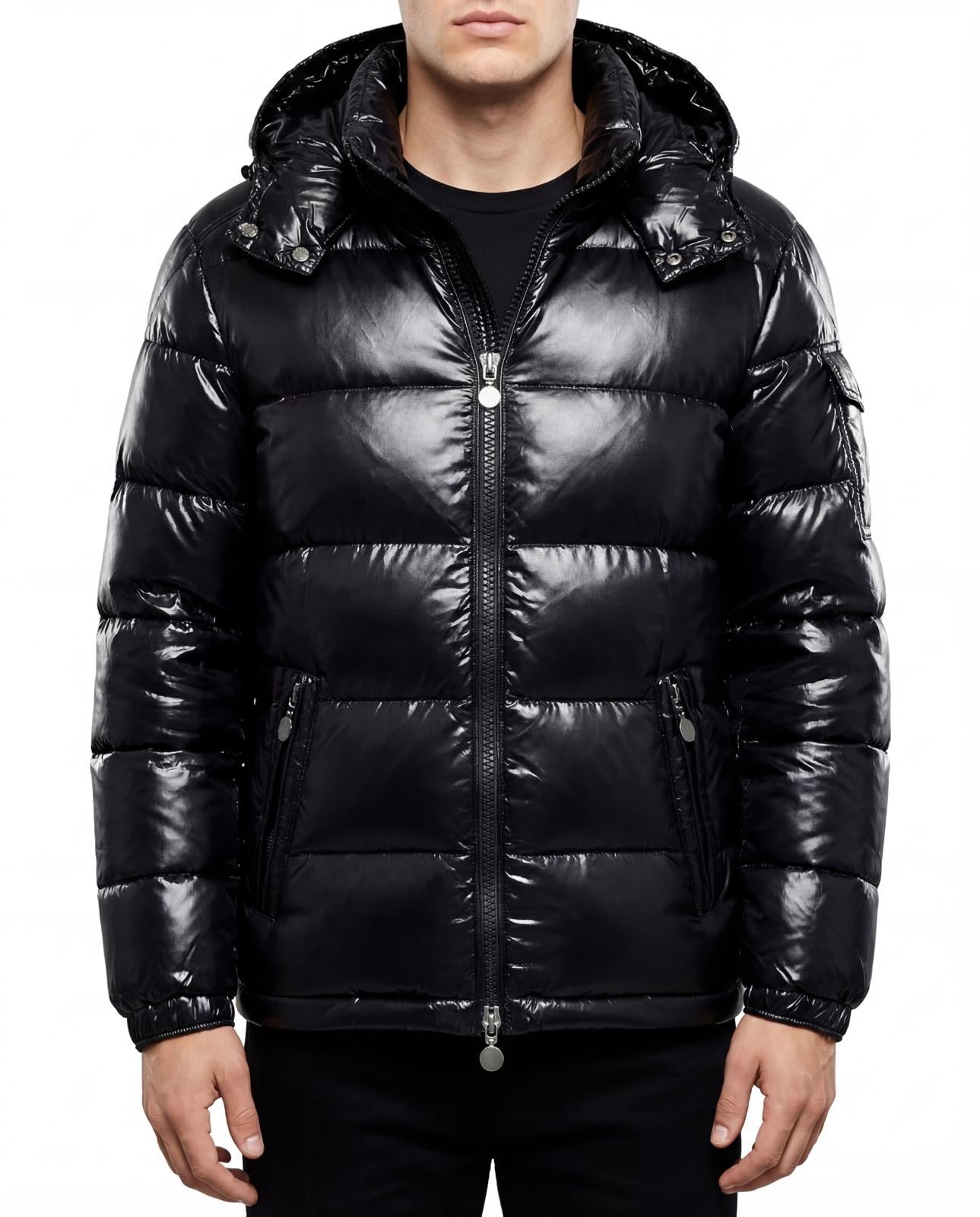 High-Shine Winter Puffer Jacket – Heavy-Duty Thermal Insulation with Liquid-Effect Gloss Finish