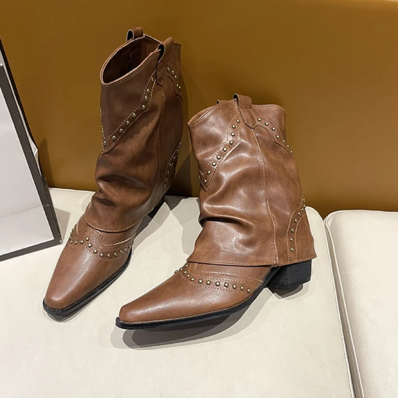 Warm Ankle Boots for Women | Studded Flat Fall Booties