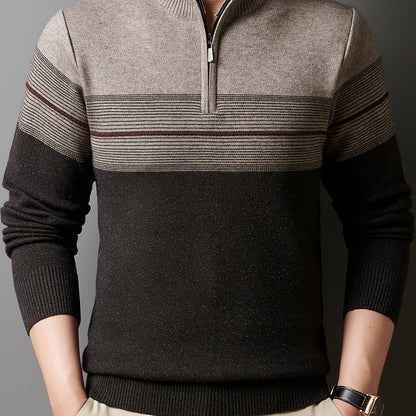 Half Zip Sweater for Men | Funnel Neck Autumn Layering