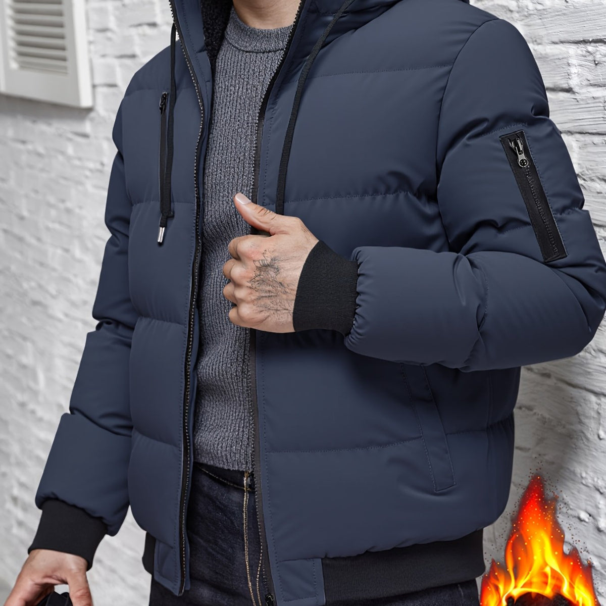 Hooded Quilted Jacket for Men | Ribbed Cosy Winter Style