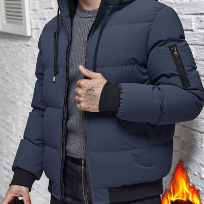 Hooded Quilted Jacket for Men | Ribbed Cosy Winter Style
