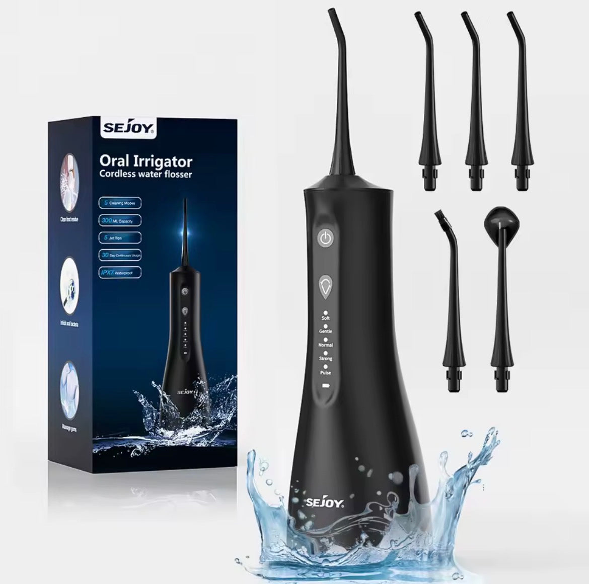 VERIDZ Professional Water Flosser – Electric Dental Cleaner for Teeth, Gums & Braces with 5 Pressure Settings and 5 Tips