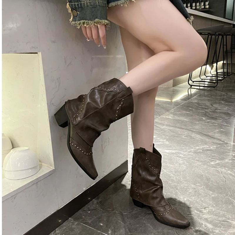 Warm Ankle Boots for Women | Studded Flat Fall Booties