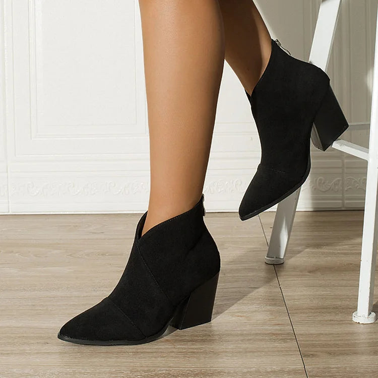 Pointed Toe Ankle Boots for Women | Block Heel Fall Booties