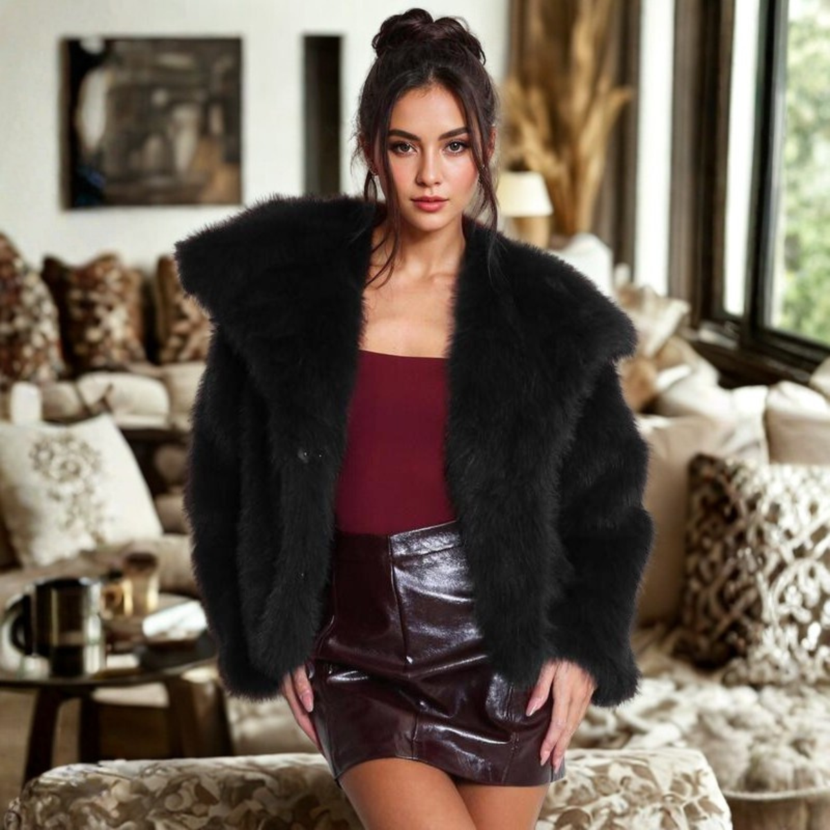Black Warm Winter Coat for Women | Cold Weather Ready