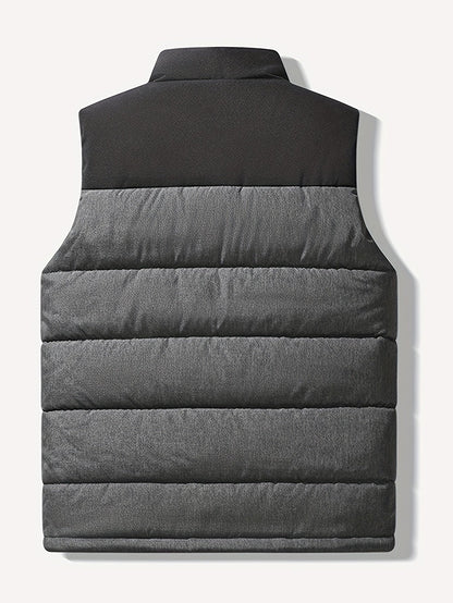 Quilted Puffer Jacket for Men | Side Zip Funnel Neck Autumn Layering