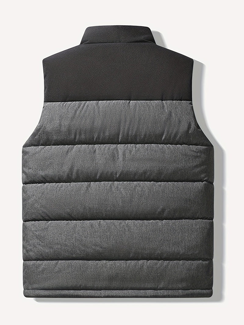 Quilted Puffer Jacket for Men | Side Zip Funnel Neck Autumn Layering