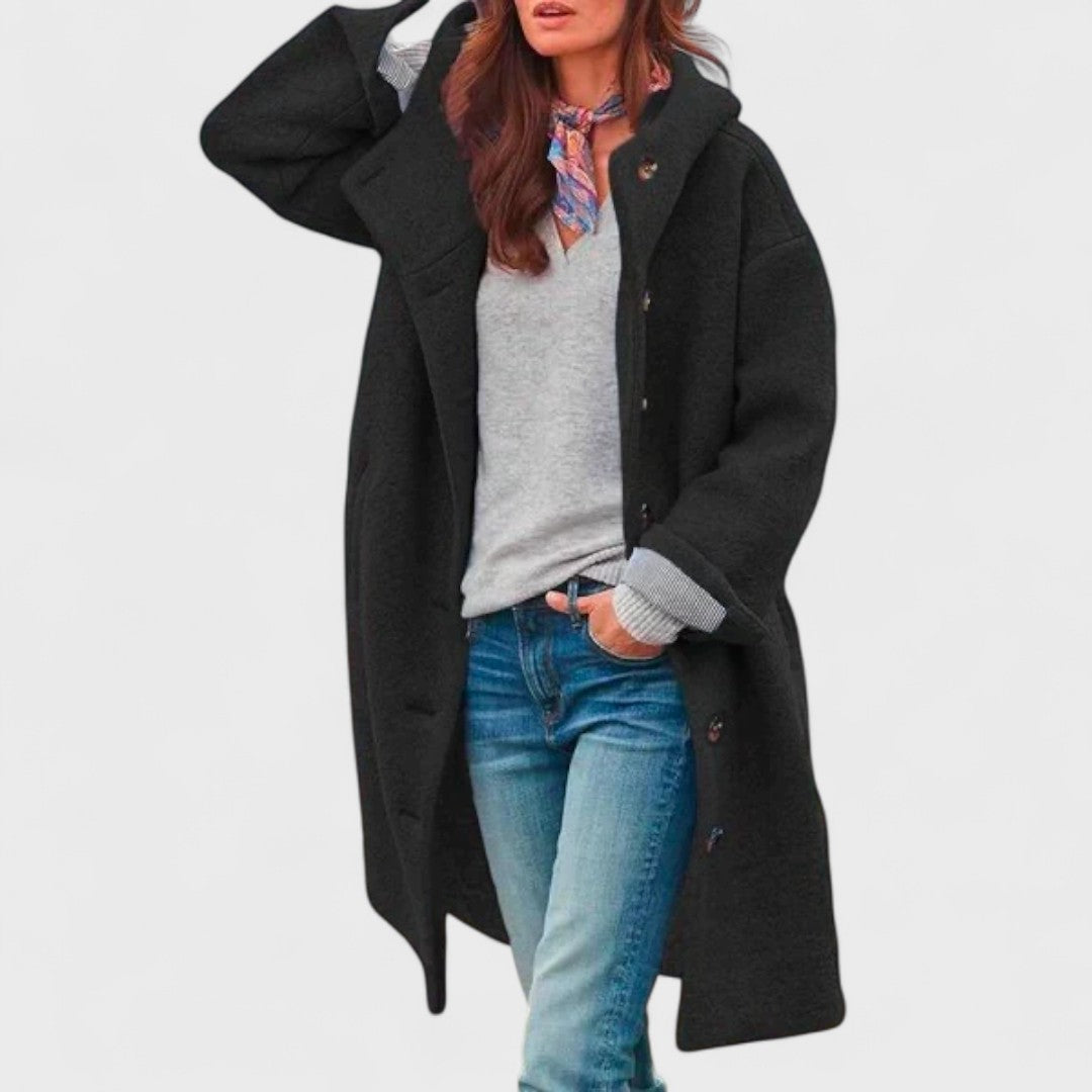 Longline Winter Coat for Women | Side Zip Button Front Cold Weather Ready