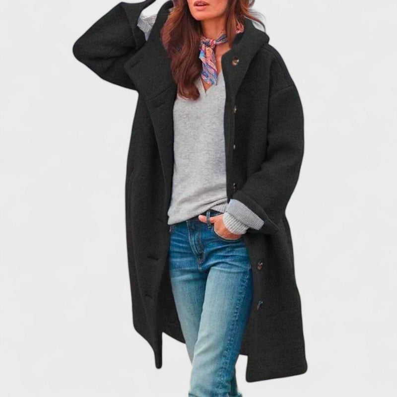 Longline Winter Coat for Women | Side Zip Button Front Cold Weather Ready