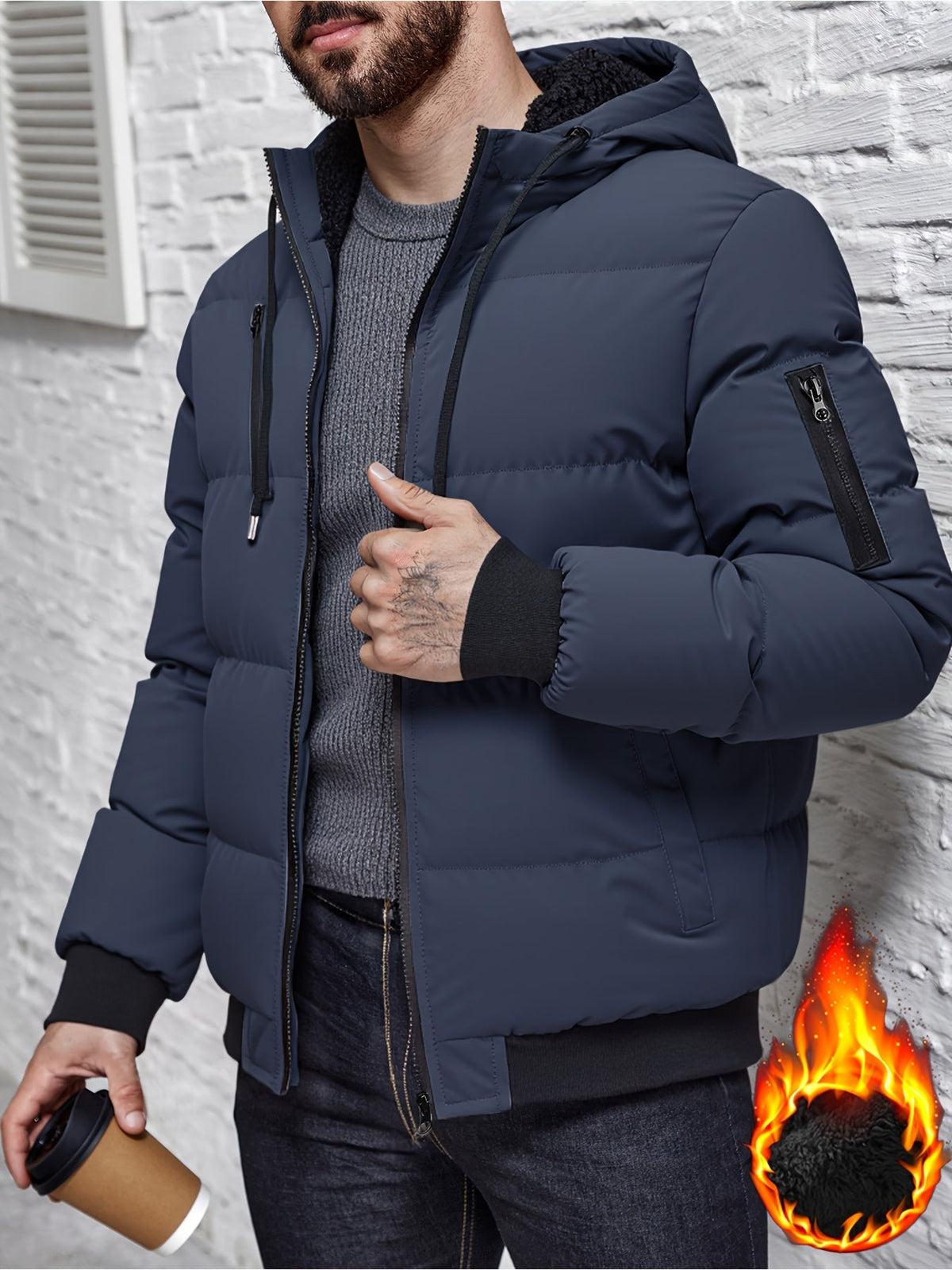 Hooded Quilted Jacket for Men | Ribbed Cosy Winter Style
