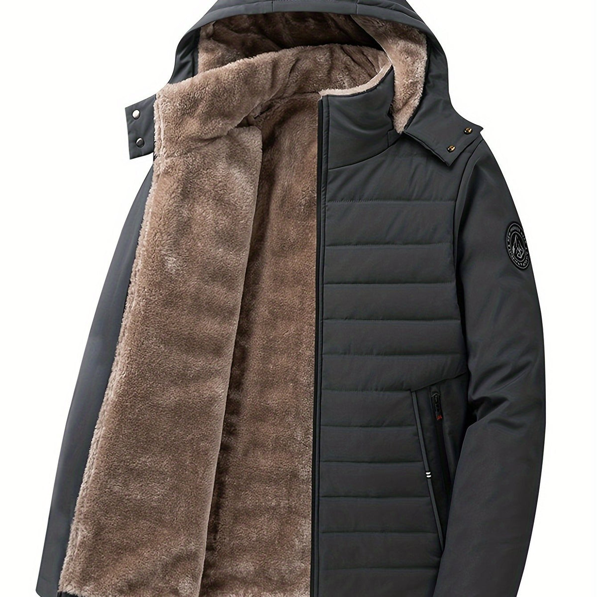 Hooded Quilted Jacket for Men | Side Zip Cold Weather Ready