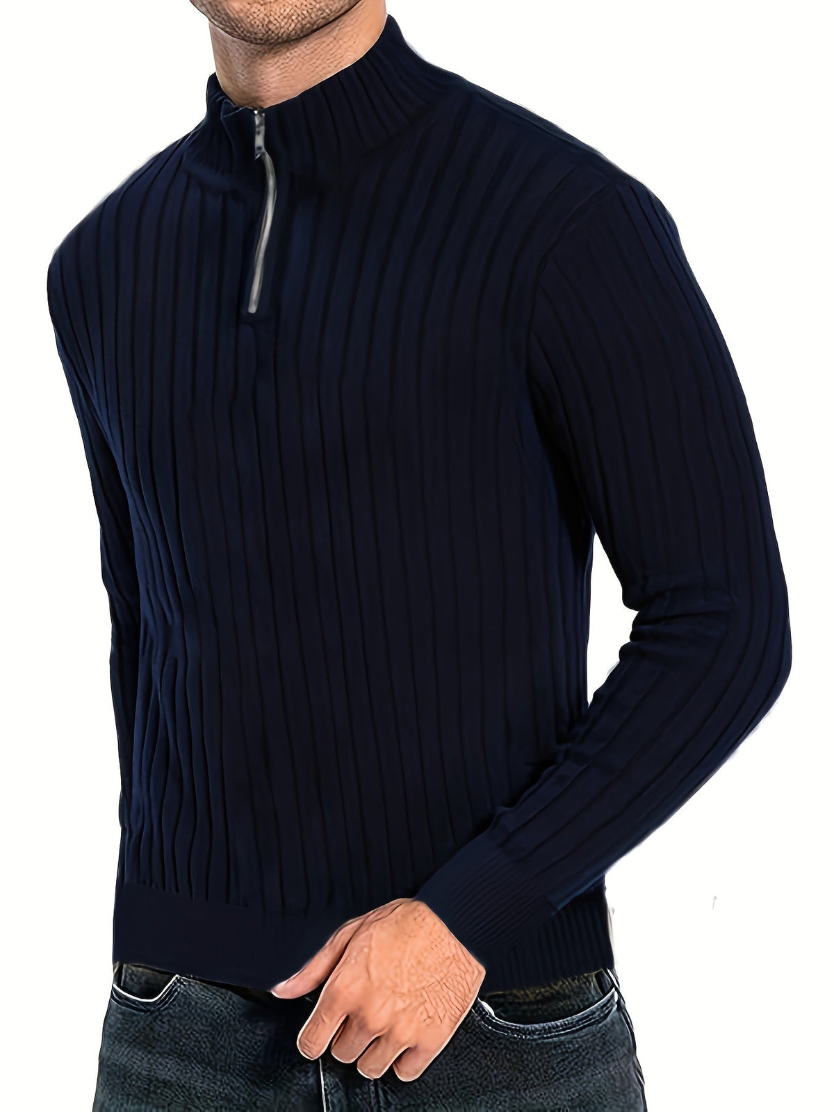 Half Zip Sweater for Men | Ribbed Button Front Warm Winter Layer
