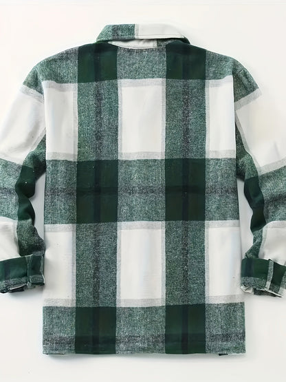 Plaid Shacket for Men | Button Front Warm Winter Layer