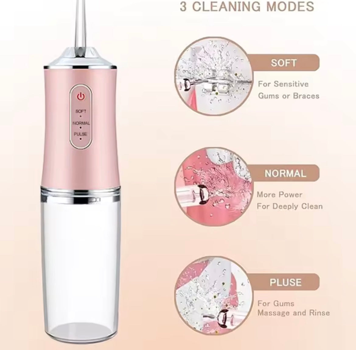 VERIDZ Portable USB Water Flosser – 200ML Oral Irrigator with 4 Nozzles for Teeth Cleaning & Dental Care