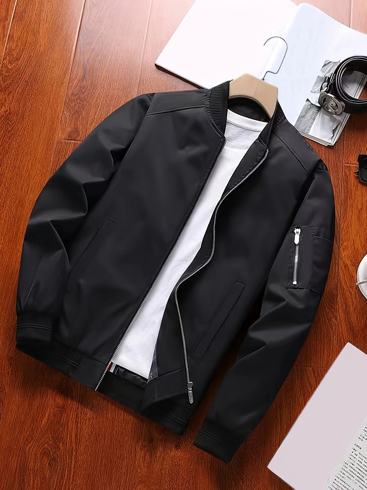 Everyday Bomber Jacket for Men | Ribbed Full Zip Warm Winter Layer