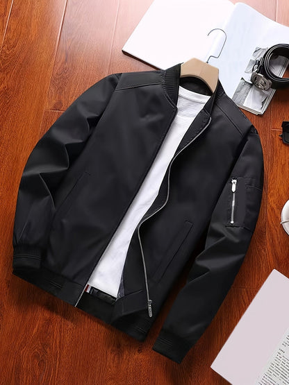 Everyday Bomber Jacket for Men | Ribbed Full Zip Warm Winter Layer
