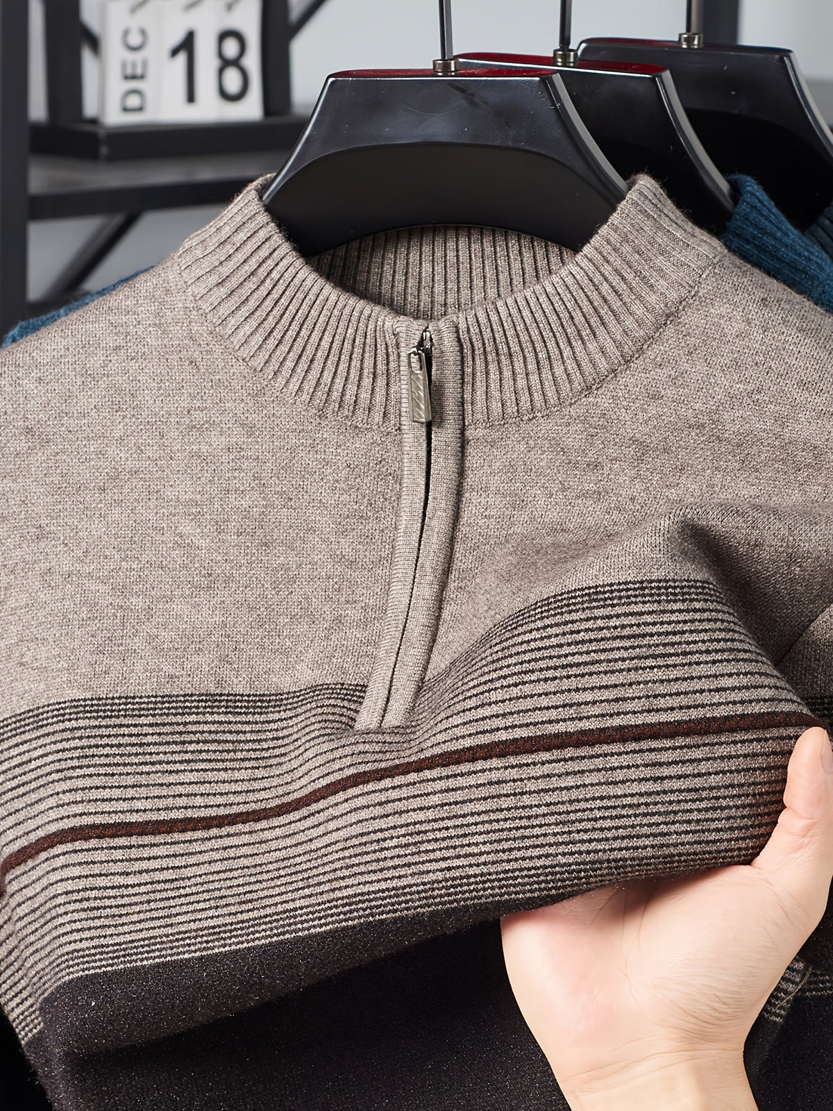 Half Zip Sweater for Men | Funnel Neck Autumn Layering