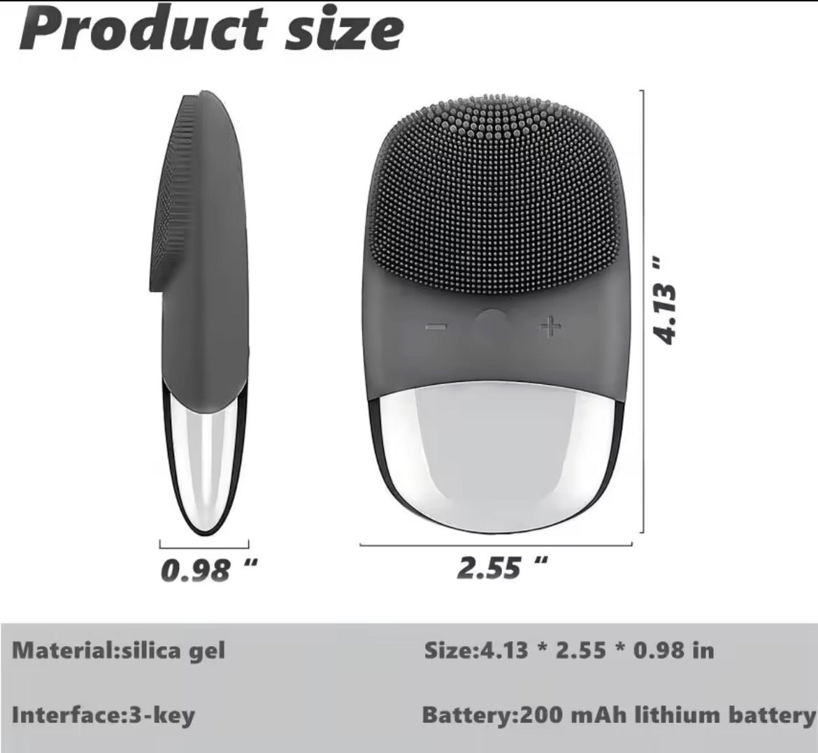 VERIDZ 3-in-1 Silicone Facial Brush – Electric Waterproof Cleaner for Exfoliating & Blackhead Control