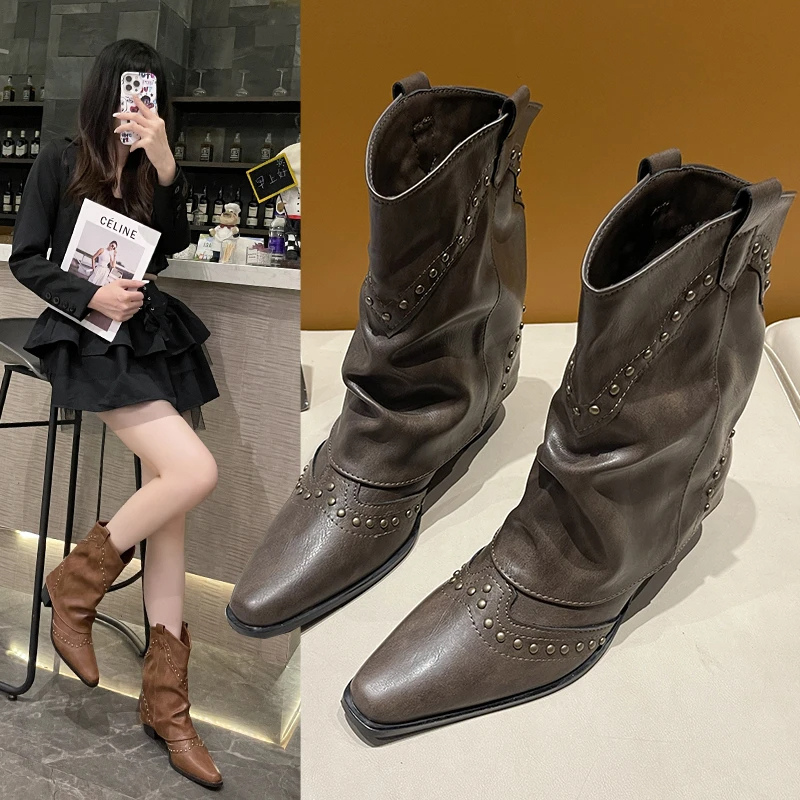 Warm Ankle Boots for Women | Studded Flat Fall Booties