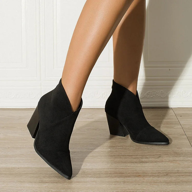 Pointed Toe Ankle Boots for Women | Block Heel Fall Booties