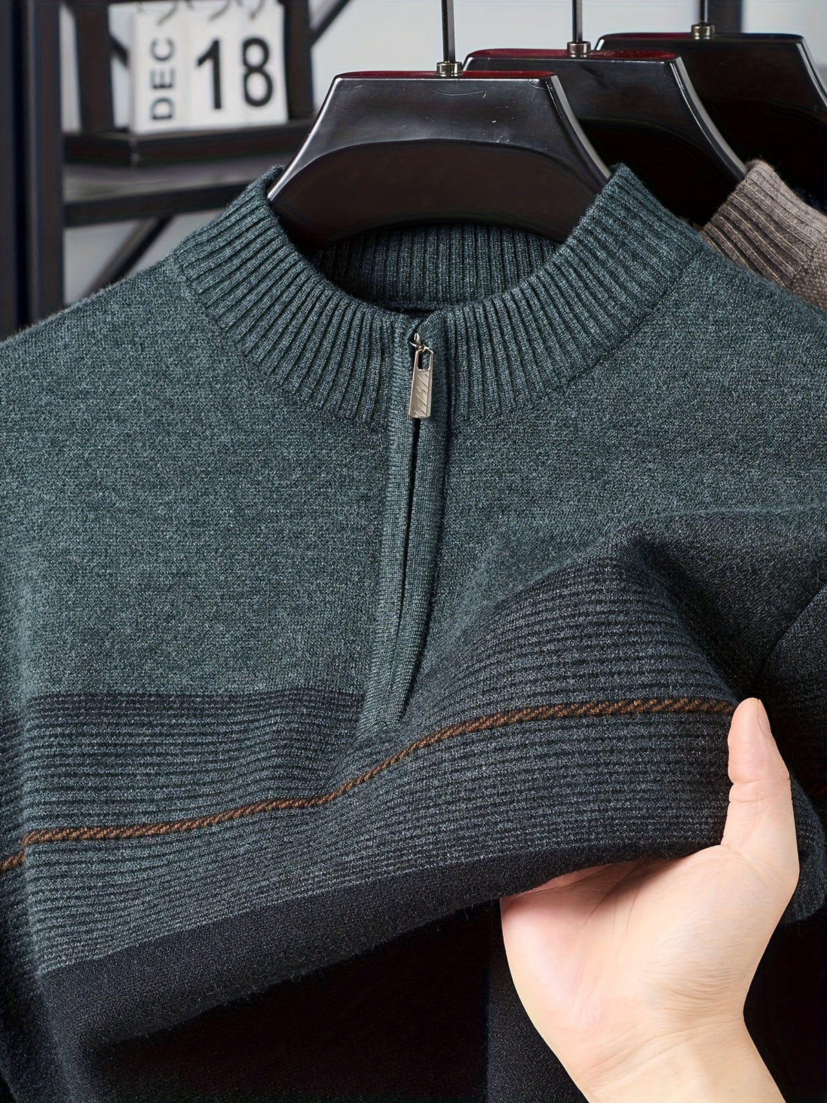 Half Zip Sweater for Men | Funnel Neck Autumn Layering