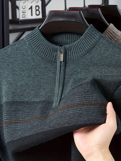 Half Zip Sweater for Men | Funnel Neck Autumn Layering