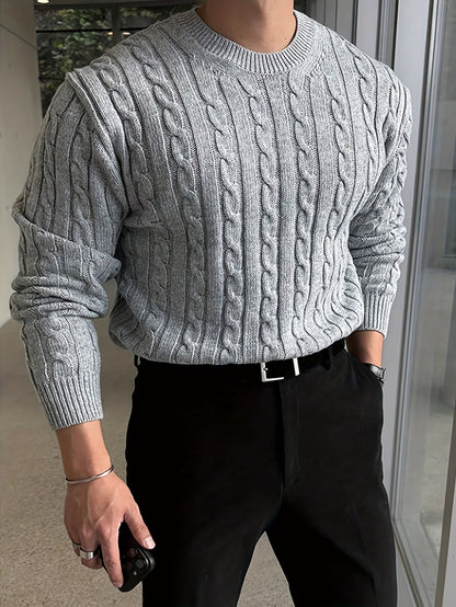 Cable Knit Sweater for Men | Crew Neck Cold Weather Ready