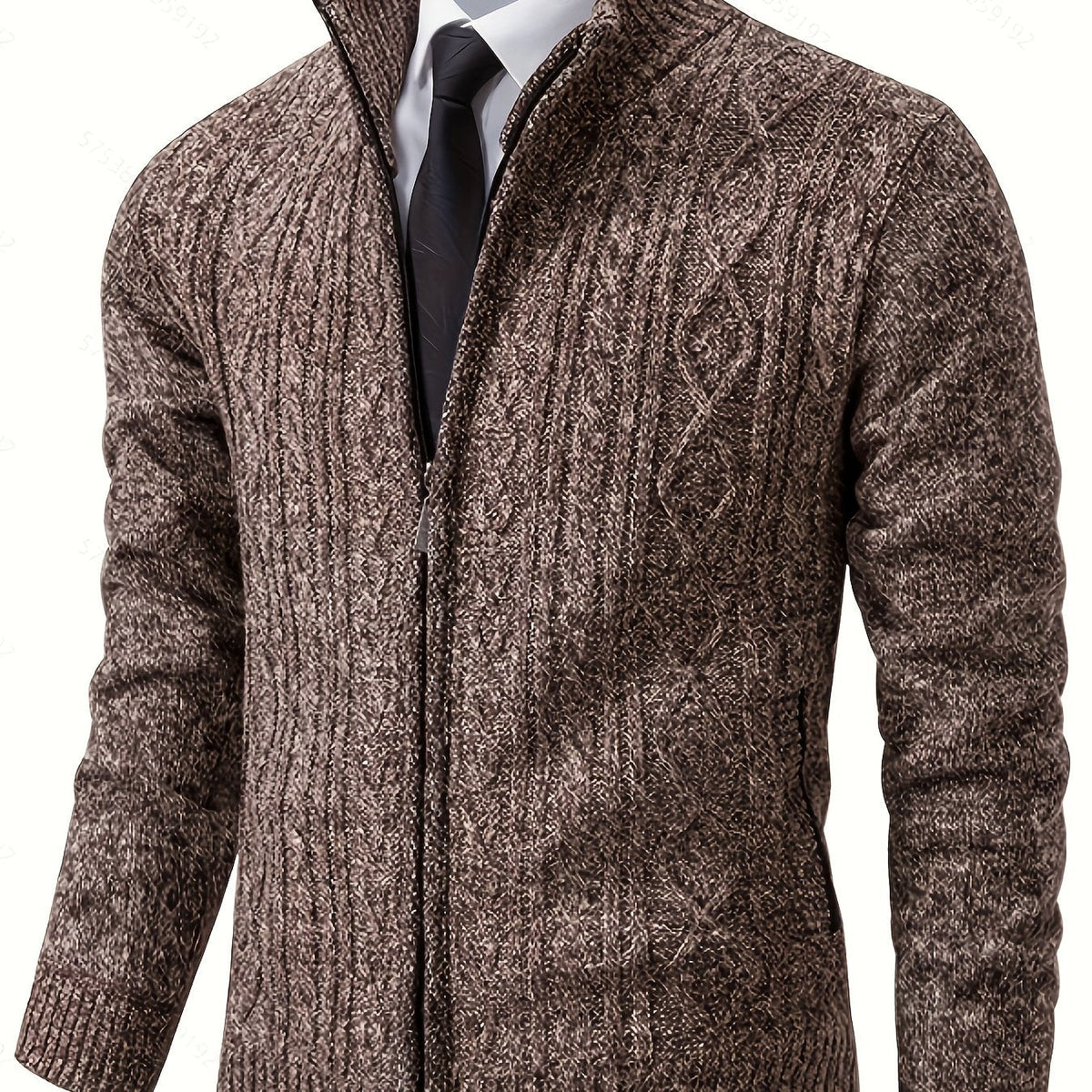 Insulated Cardigan for Men | Funnel Neck Full Zip Warm Winter Layer