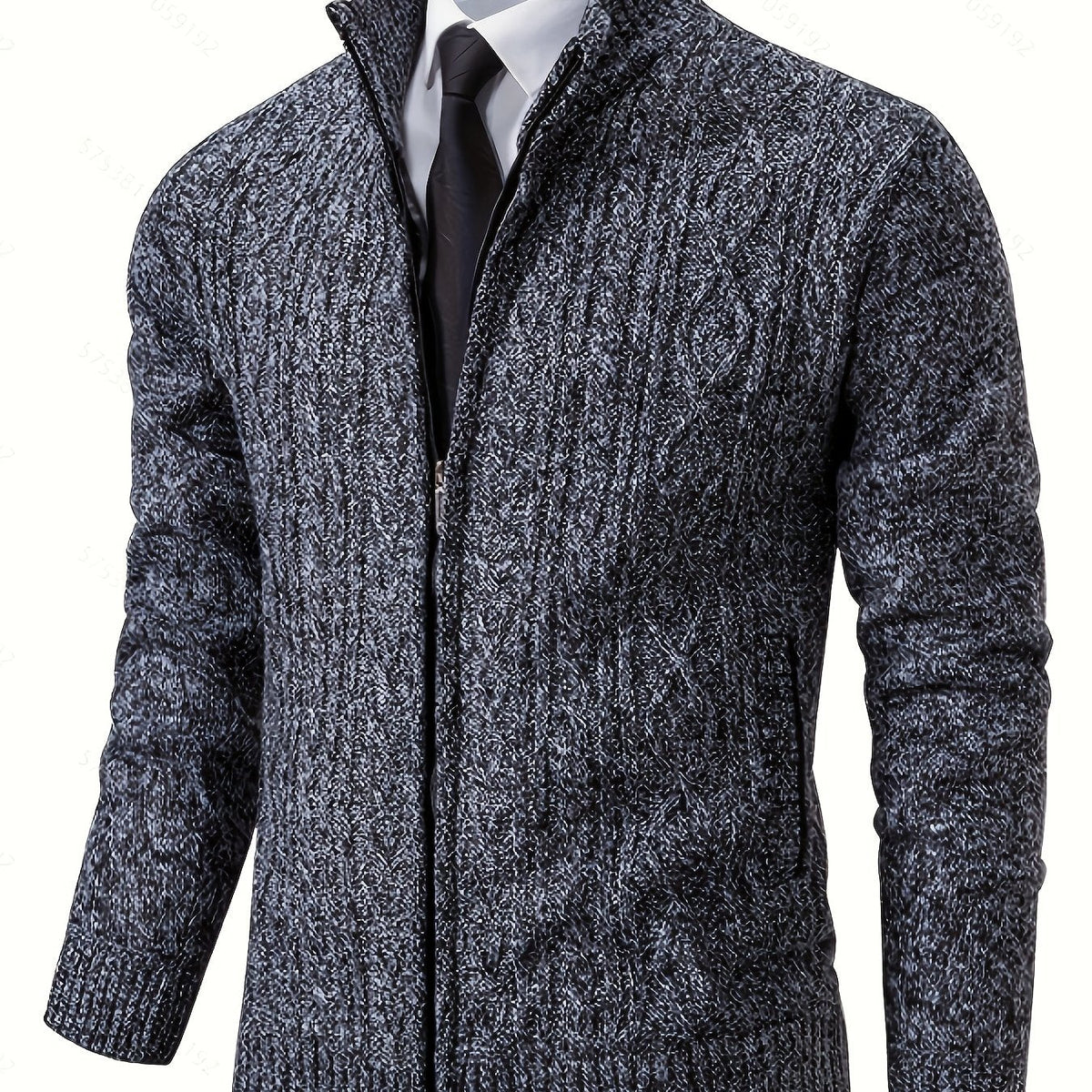 Insulated Cardigan for Men | Funnel Neck Full Zip Warm Winter Layer