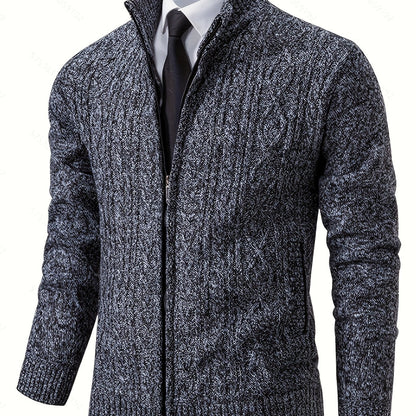 Insulated Cardigan for Men | Funnel Neck Full Zip Warm Winter Layer