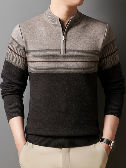 Half Zip Sweater for Men | Funnel Neck Autumn Layering