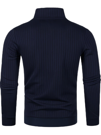 Half Zip Sweater for Men | Ribbed Button Front Warm Winter Layer