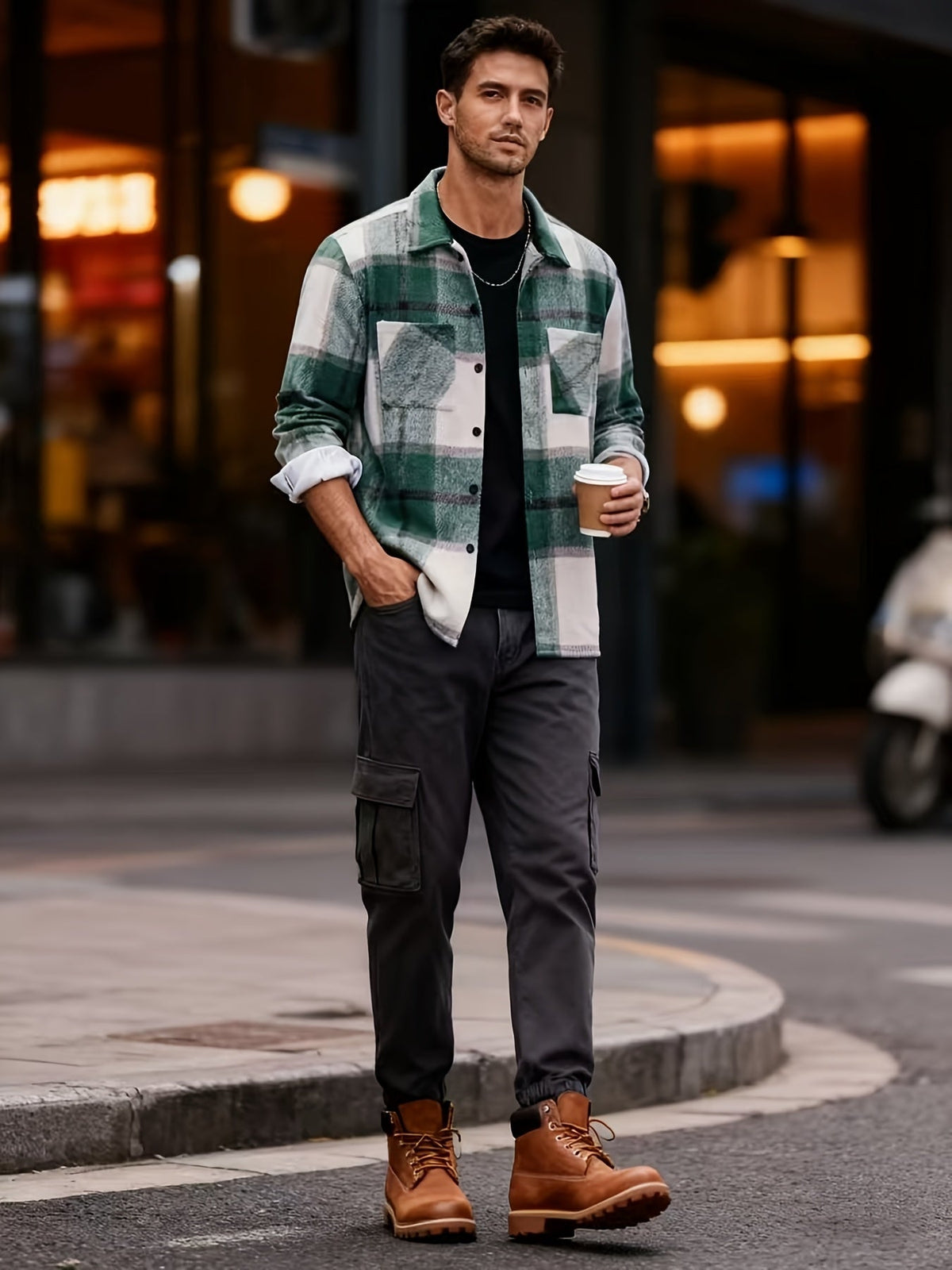 Plaid Shacket for Men | Button Front Warm Winter Layer