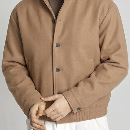Warm Bomber Jacket for Men | Button Front Cosy Winter Style