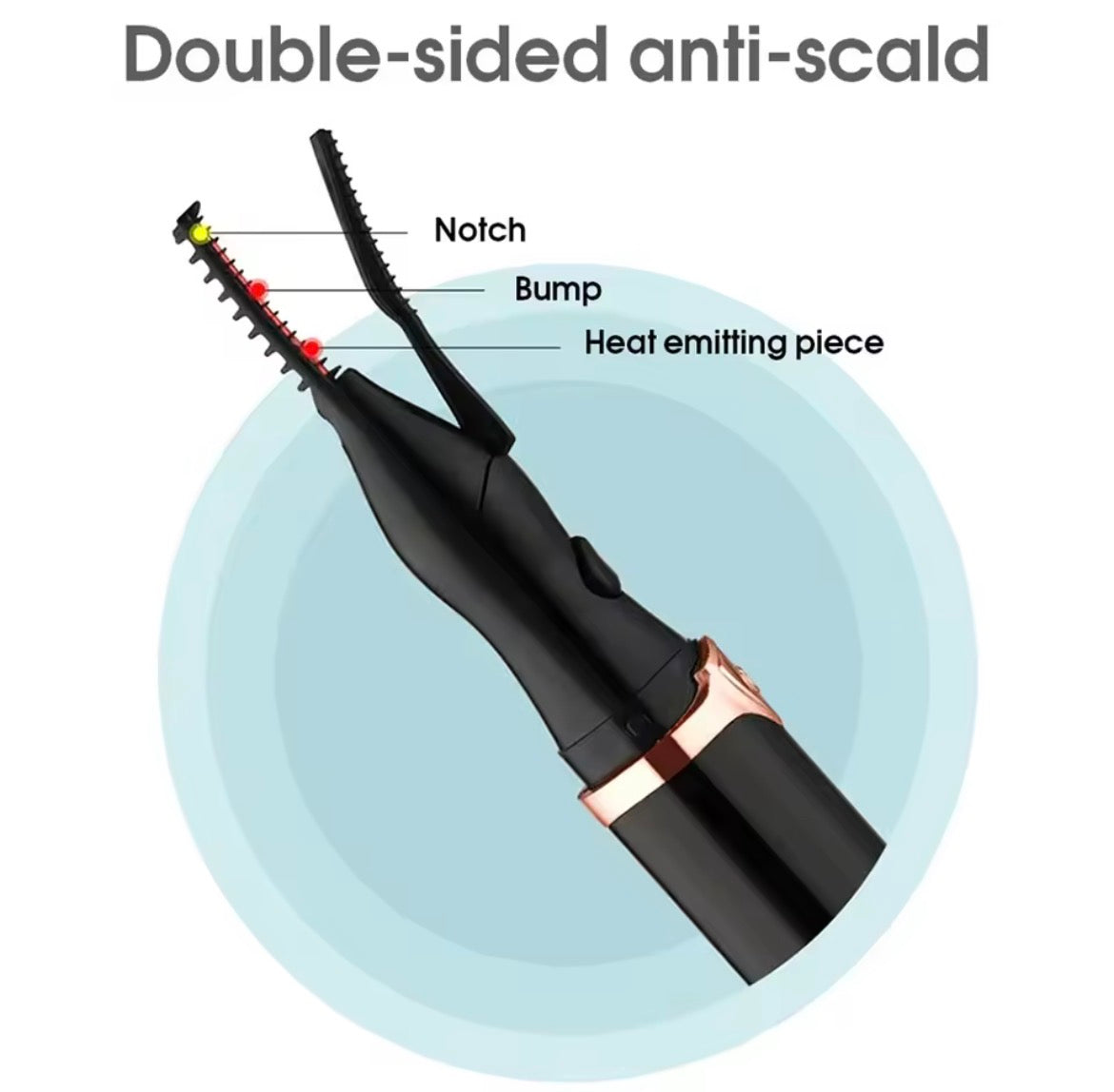 2-in-1 portable heated eyelash curler, long-lasting curling comb clip, USB power supply, 3-speed temperature mode, beauty tool