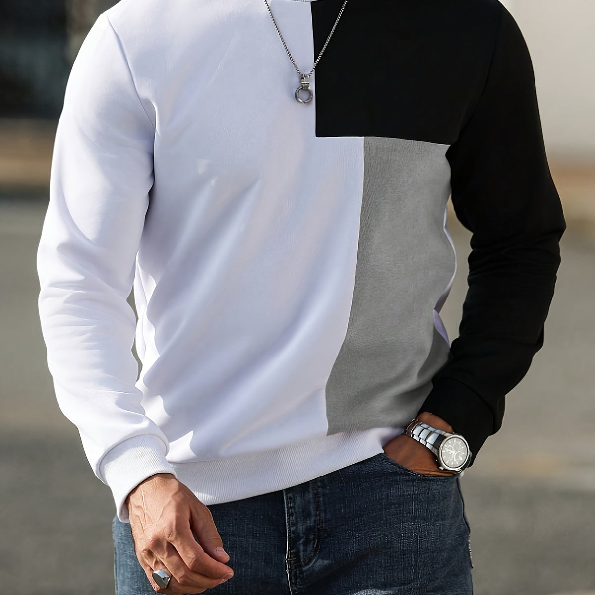 Warm Sweatshirt for Men | Ribbed Cold Weather Ready