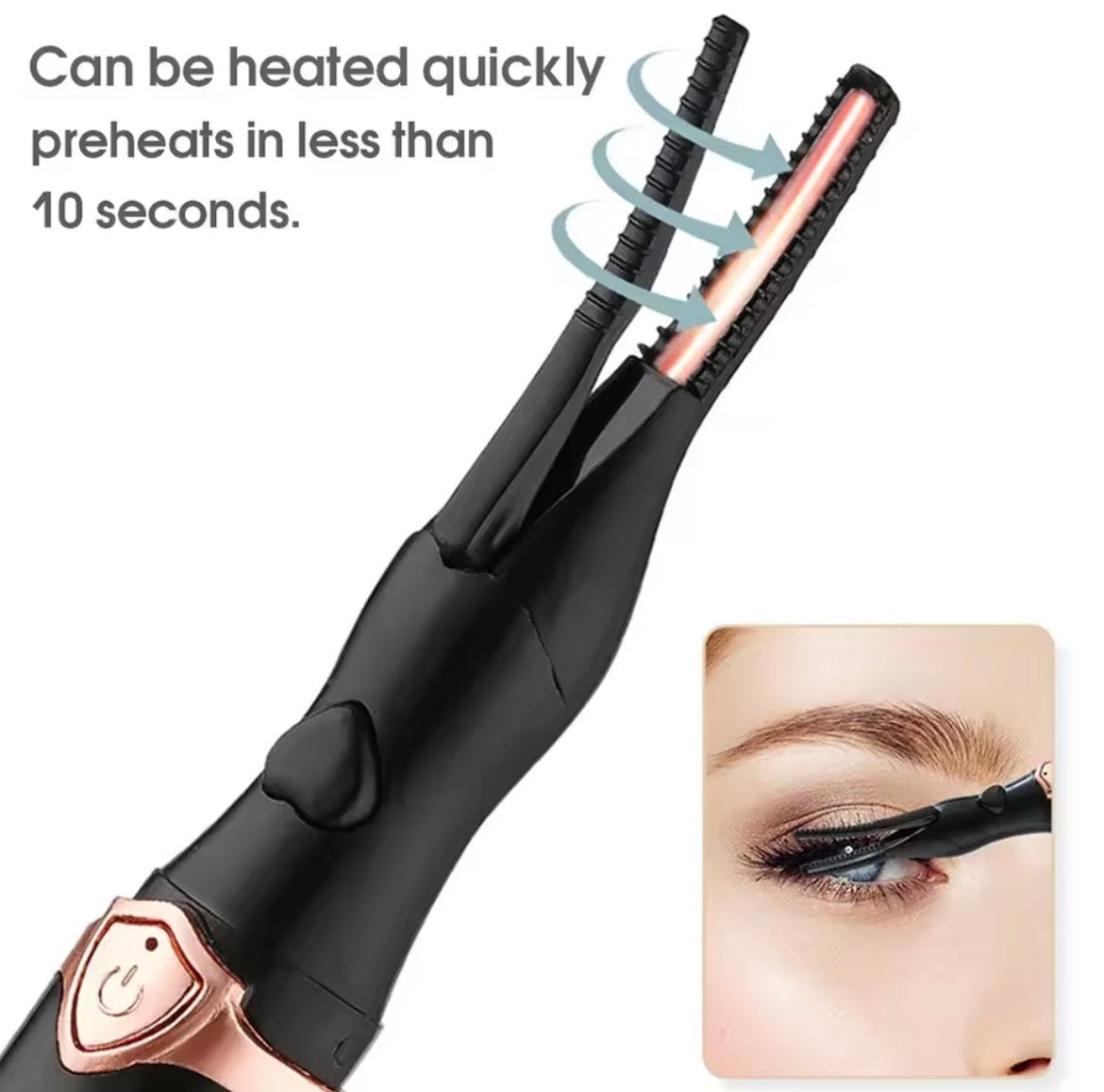2-in-1 portable heated eyelash curler, long-lasting curling comb clip, USB power supply, 3-speed temperature mode, beauty tool