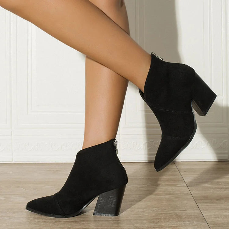 Pointed Toe Ankle Boots for Women | Block Heel Fall Booties