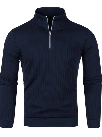 Half Zip Sweater for Men | Ribbed Button Front Warm Winter Layer