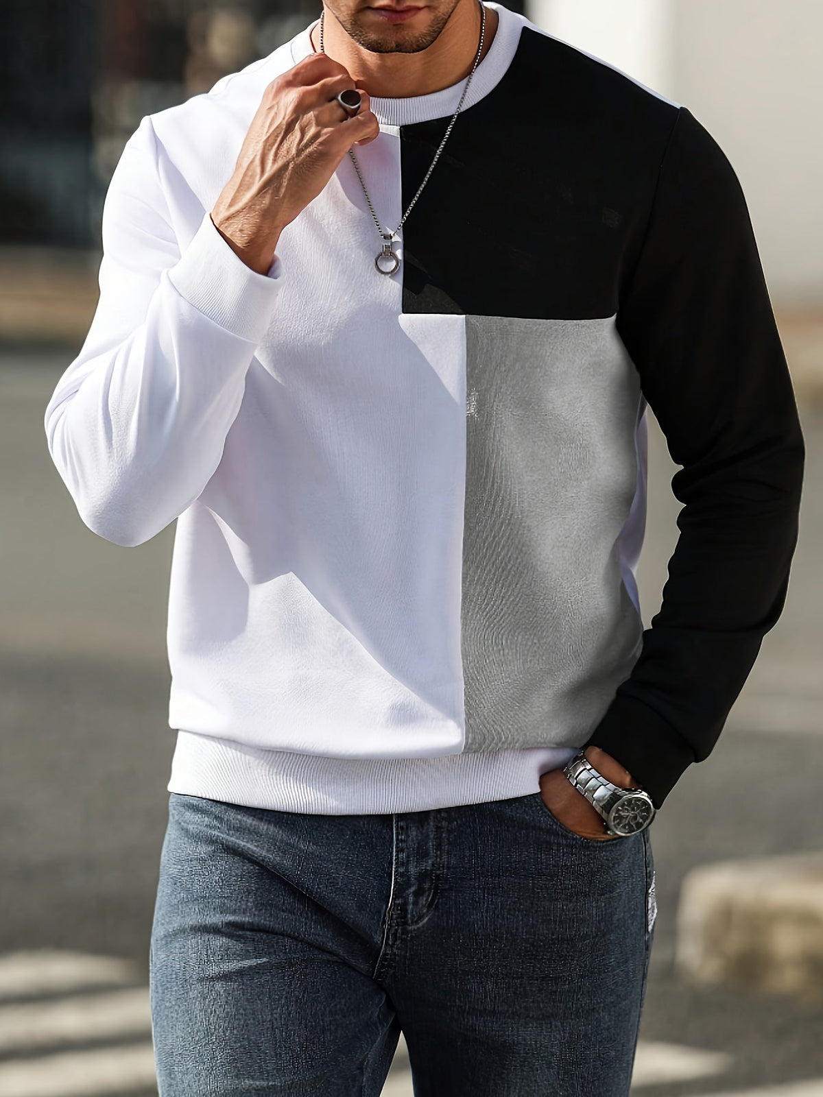 Warm Sweatshirt for Men | Ribbed Cold Weather Ready